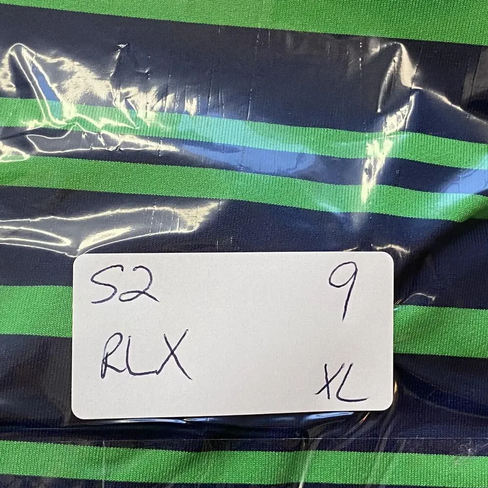 RLX Ralph Lauren Polo Shirt Mens Extra Large Navy Green Striped Golf Performance